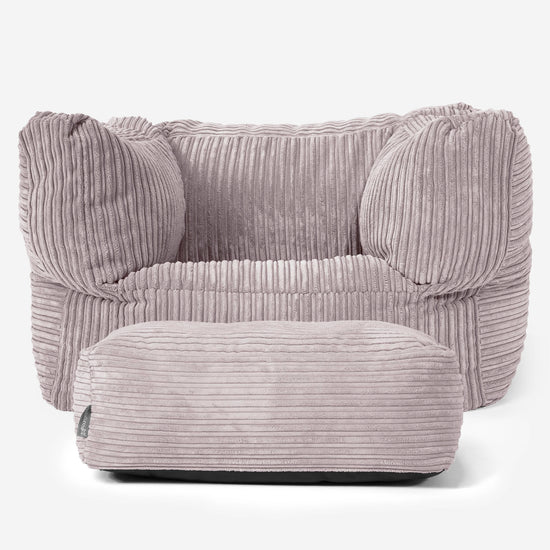 Albert Bean Bag Armchair - Cord Silver Grey 02