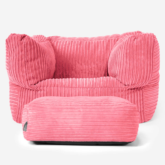 Albert Bean Bag Armchair - Cord Coral Pink 02