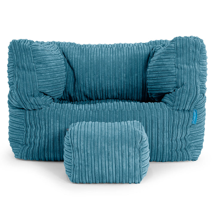 Albert Children's Bean Bag Armchair for Toddlers 1-3 yr - Cord Aegean Blue 03