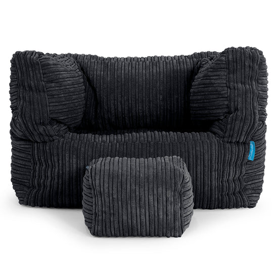 Albert Children's Bean Bag Armchair for Toddlers 1-3 yr - Cord Black 03