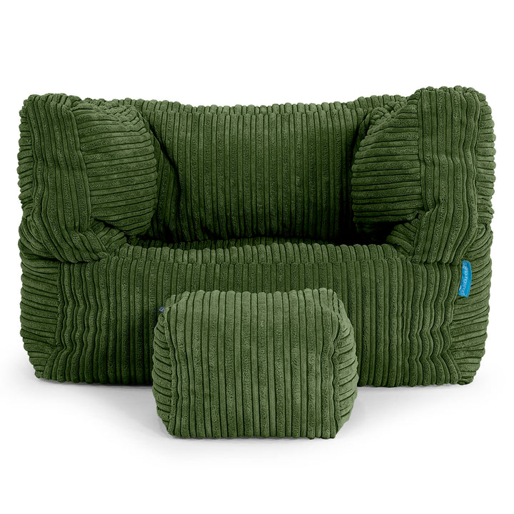 Albert Children's Bean Bag Armchair for Toddlers 1-3 yr - Cord Forest Green 03