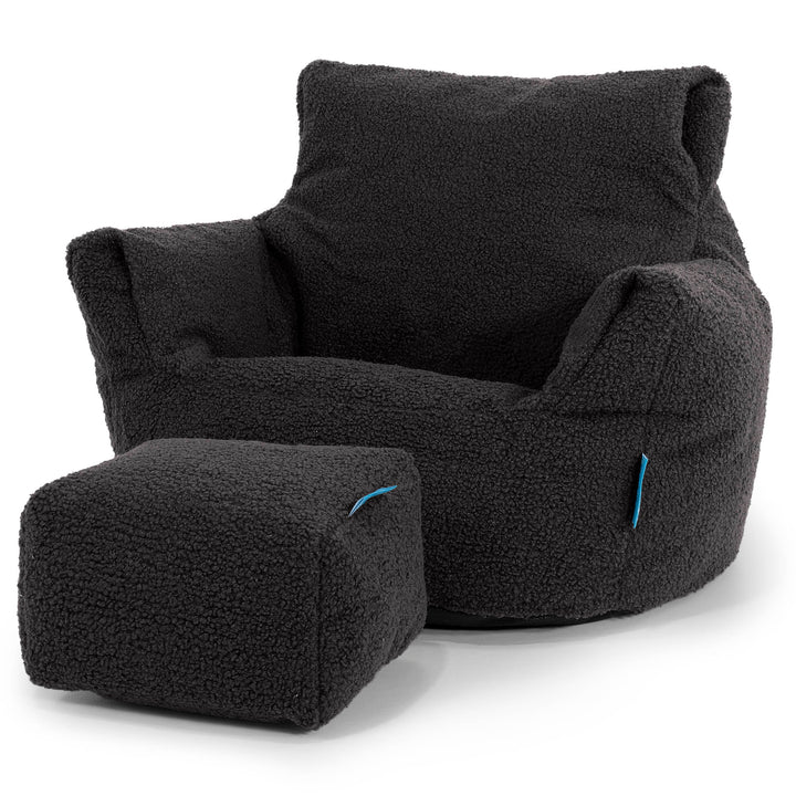 Kids Armchair Bean Bag for Toddlers 1-3 yr - Boucle Graphite Grey 02