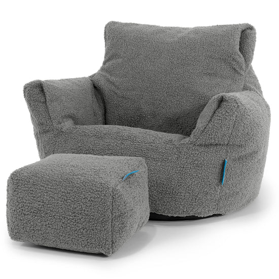 Kids Armchair Bean Bag for Toddlers 1-3 yr - Boucle Grey 02