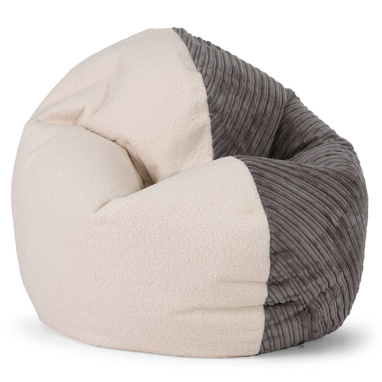 Flexforma Junior Children's Bean Bag Chair 2-14 yr - Boucle & Cord Graphite Grey 01