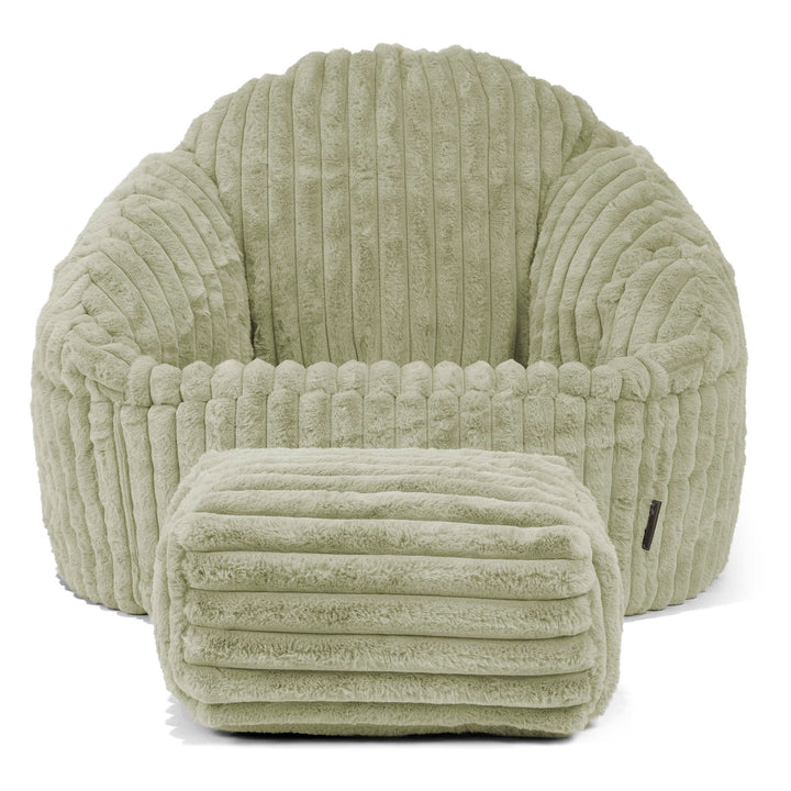 Bubble Bean Bag Chair - Ultra Plush Cord Sage Green 02