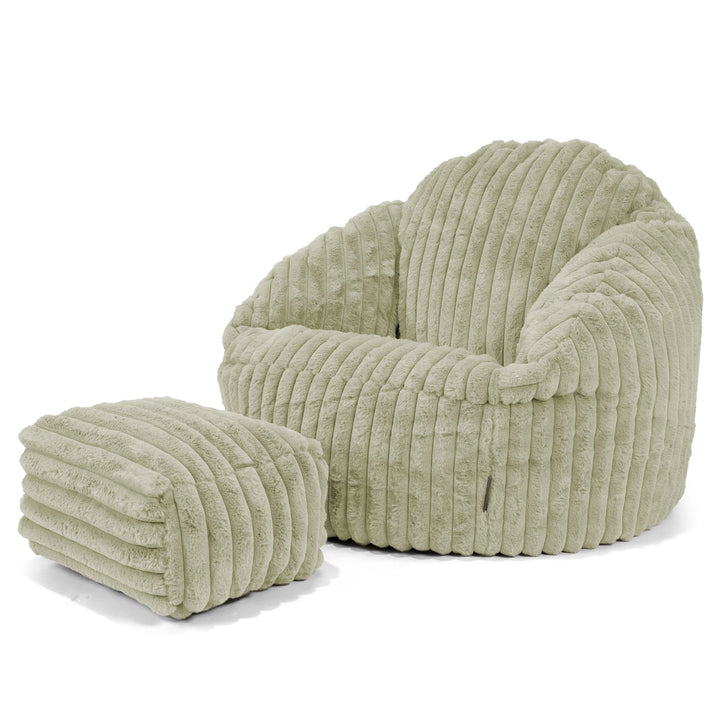 Bubble Bean Bag Chair - Ultra Plush Cord Sage Green 03