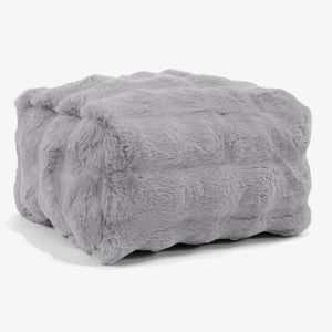 Small Footstool - Bubble Faux Fur Grey