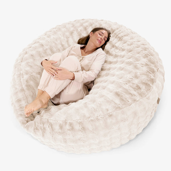 Mega Mammoth Bean Bag Sofa - Bubble Faux Fur Cream