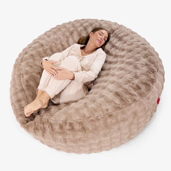 Mega Mammoth Bean Bag Sofa - Bubble Faux Fur Mink