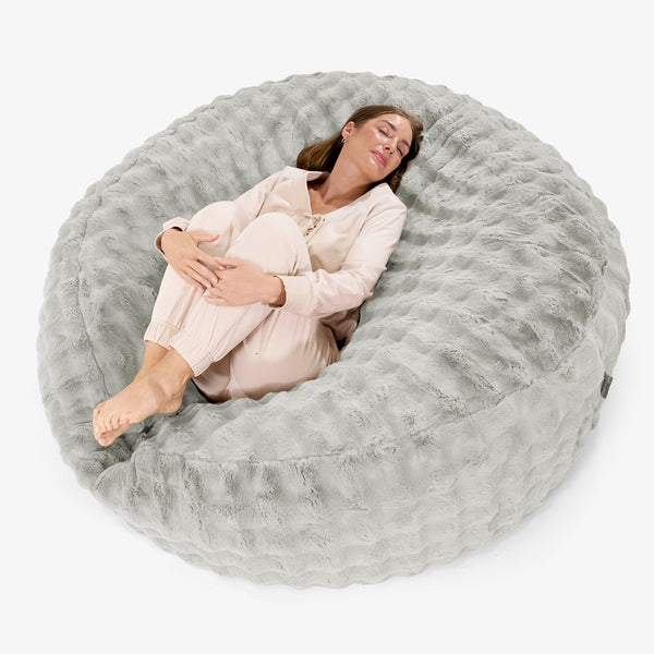 Mega Mammoth Bean Bag Sofa - Bubble Faux Fur Sage Green