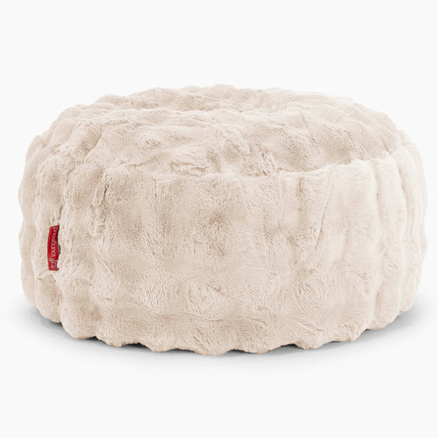 Large Round Pouffe - Bubble Faux Fur Cream 01
