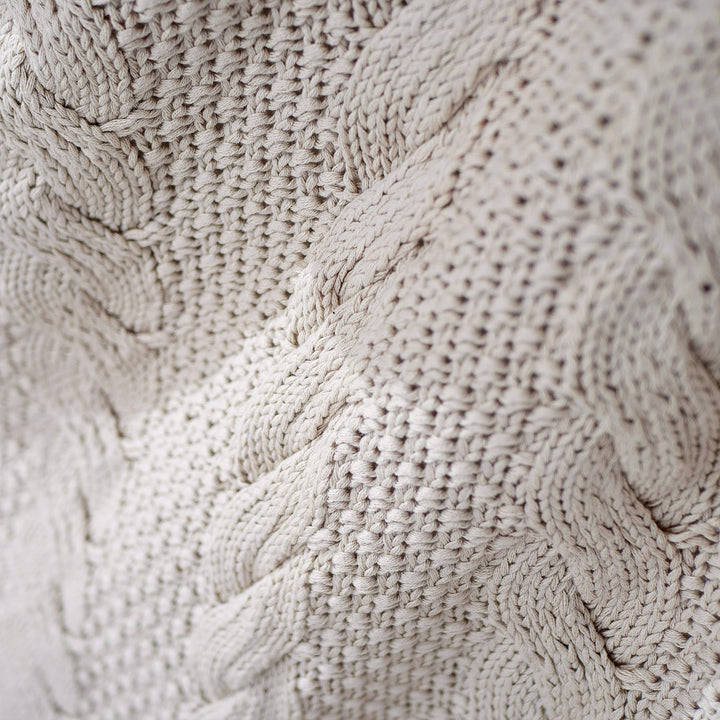 Throw / Blanket - Knitted Cable Cream 04