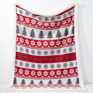 Throw / Blanket - Knitted Christmas Fairisle Red
