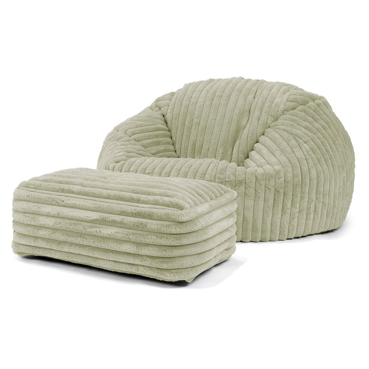 Classic Sofa Bean Bag - Ultra Plush Cord Sage Green 02