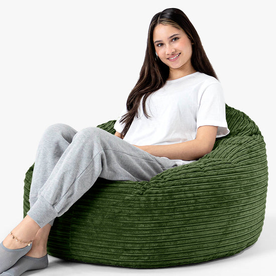 Archi Bean Bag Chair - Cord Forest Green 02