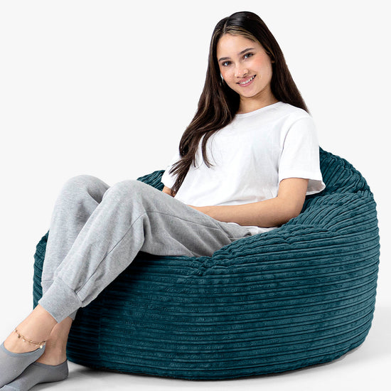 Archi Bean Bag Chair - Cord Teal Blue 02