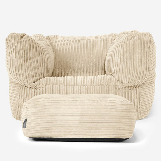 Albert Bean Bag Armchair - Cord Cream 02