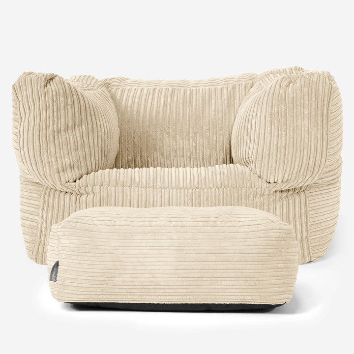 Albert Bean Bag Armchair - Cord Cream 02