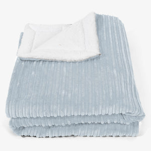 Large Sherpa Throw / Blanket 140 x 200cm - Cord Baby Blue