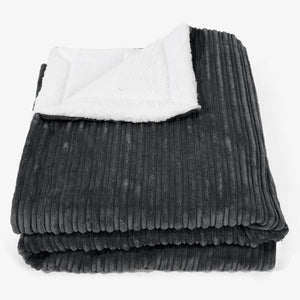 Large Sherpa Throw / Blanket 140 x 200cm - Cord Black