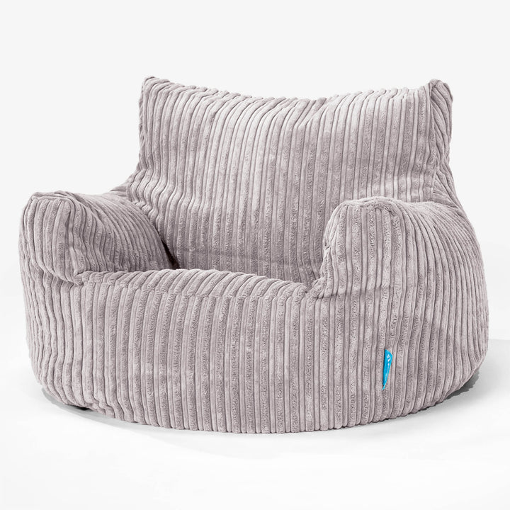 Children's Armchair Bean Bag 3-8 yr - Cord Silver Grey 01