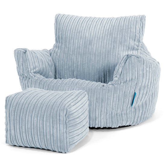 Kids Armchair Bean Bag for Toddlers 1-3 yr - Cord Baby Blue 02