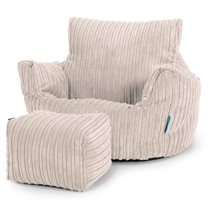 Kids Armchair Bean Bag for Toddlers 1-3 yr - Cord Ivory 02