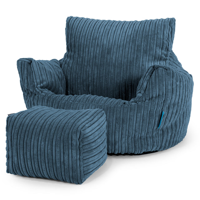 Kids Armchair Bean Bag for Toddlers 1-3 yr - Cord Navy Blue 02