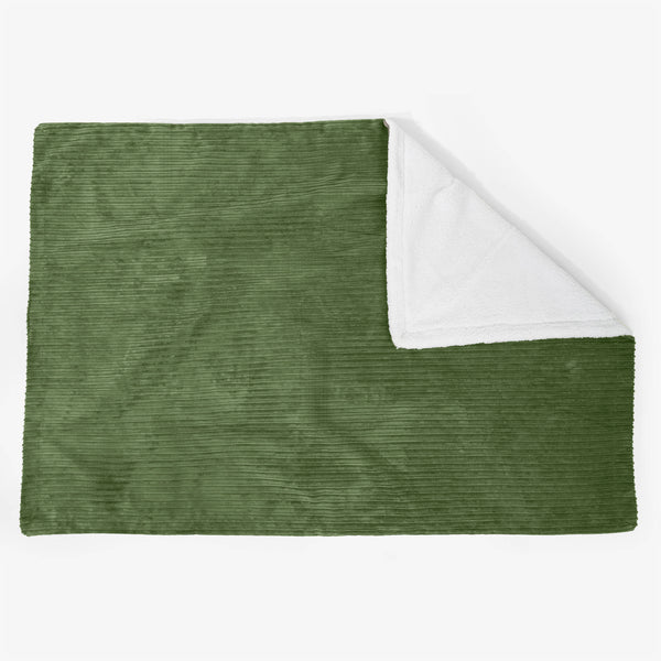 Large Sherpa Throw / Blanket 140 x 200cm - Cord Forest Green 01