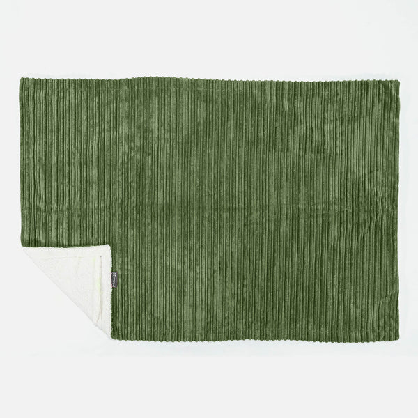 Sherpa Throw / Blanket - Cord Forest Green 01