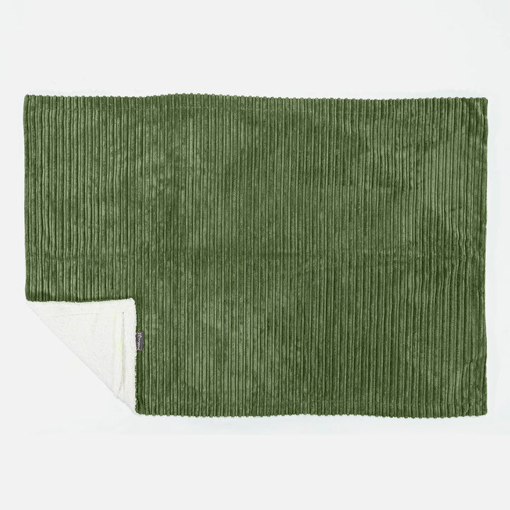 Sherpa Throw / Blanket - Cord Forest Green 03