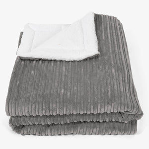 Large Sherpa Throw / Blanket 140 x 200cm - Cord Graphite Grey