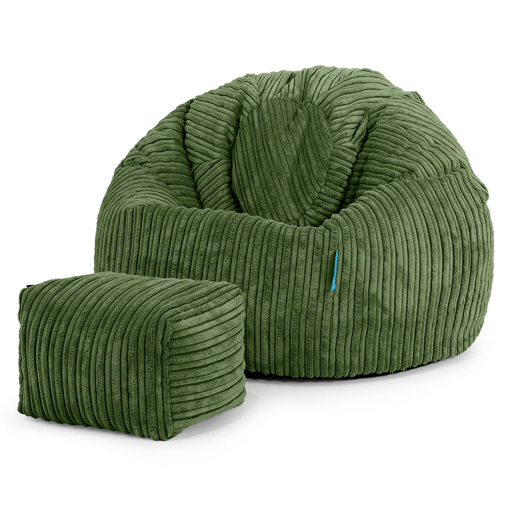 Classic Kids Bean Bag Chair 1-5 yr - Cord Forest Green 02