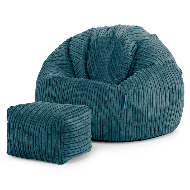 Classic Kids Bean Bag Chair 1-5 yr - Cord Teal Blue 02