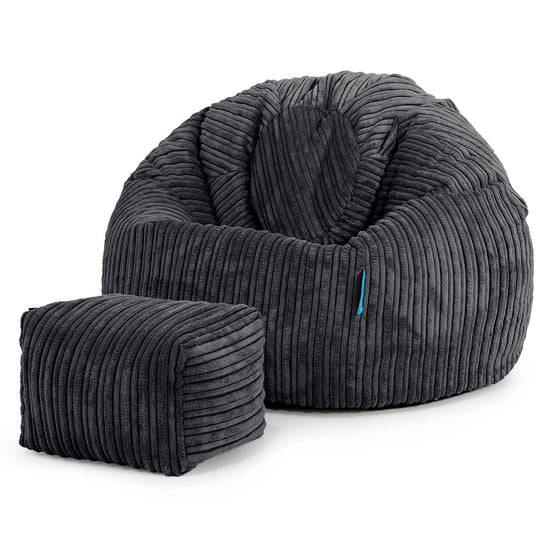 Classic Kids Bean Bag Chair 1-5 yr - Cord Black 02
