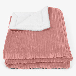 Large Sherpa Throw / Blanket 140 x 200cm - Cord Peach