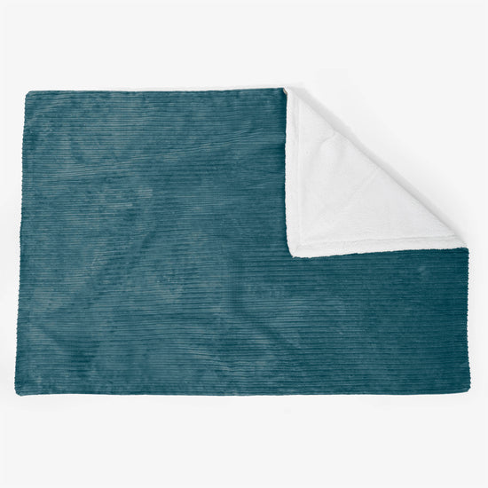 Large Sherpa Throw / Blanket 140 x 200cm - Cord Teal Blue 02