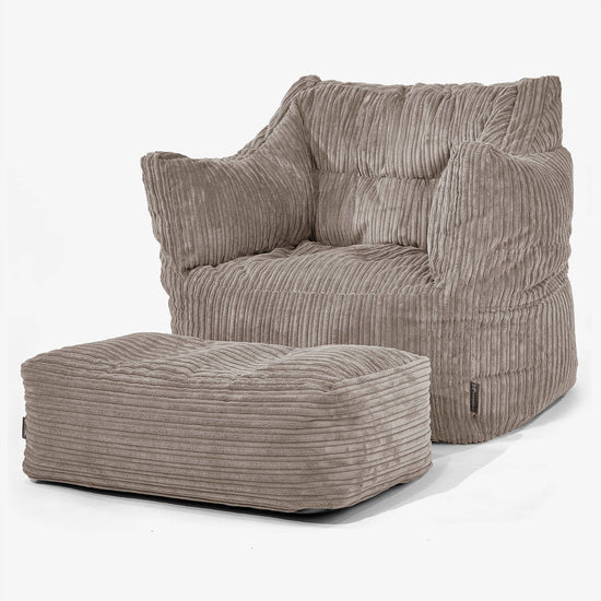 Victor Bean Bag Armchair - Cord Dovetail Grey 02