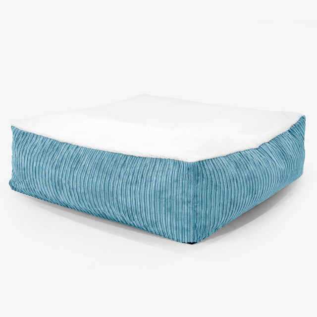 The Crash Pad Mattress XXL Dog Bed - Sherpa & Cord Aegean Blue 01