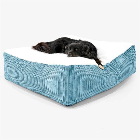 The Crash Pad Mattress XXL Dog Bed - Sherpa & Cord Aegean Blue 02