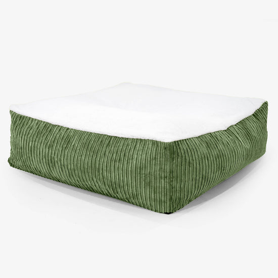 The Crash Pad Mattress XXL Dog Bed - Sherpa & Cord Forest Green 01