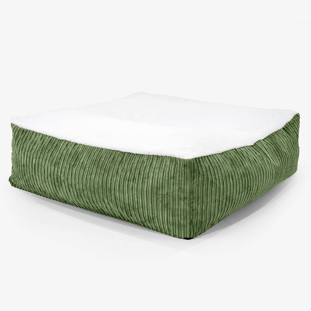 The Crash Pad Mattress XXL Dog Bed - Sherpa & Cord Forest Green 01