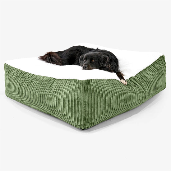 The Crash Pad Mattress XXL Dog Bed - Sherpa & Cord Forest Green 02