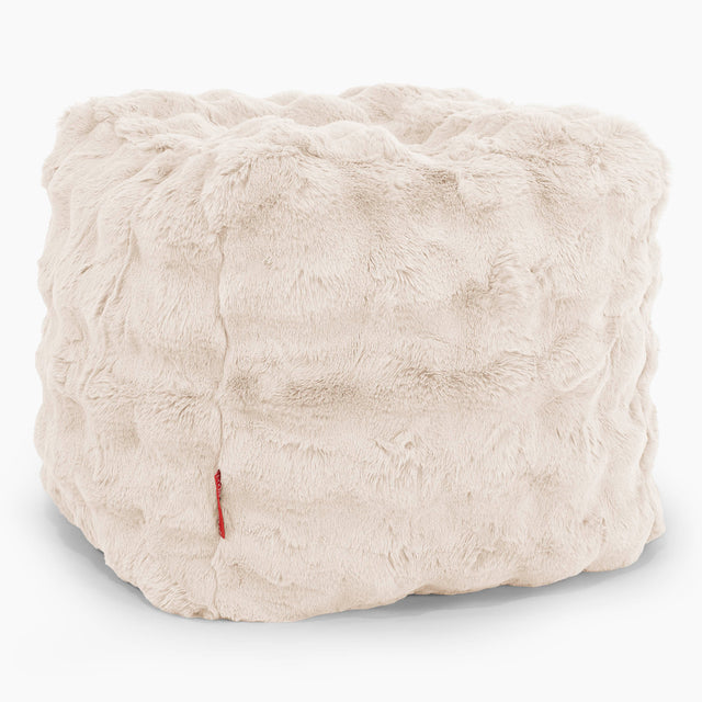 Cube Footstool Pouffe - Bubble Faux Fur Cream 01