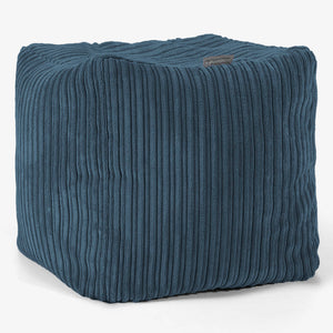 Cube Footstool Pouffe - Cord Navy Blue