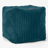 Cube Footstool Pouffe - Cord Teal Blue 01