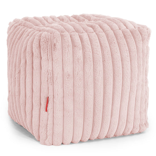 Cube Footstool Pouffe - Ultra Plush Cord Dusty Pink 01