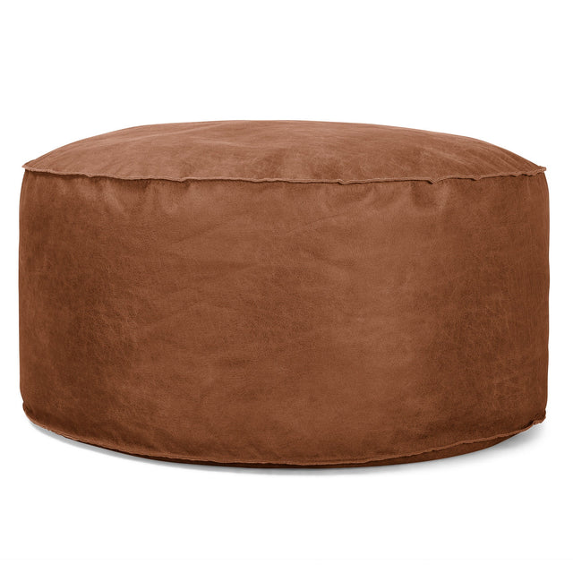 Large Round Pouffe Replacement Cover - Distressed Leather 01