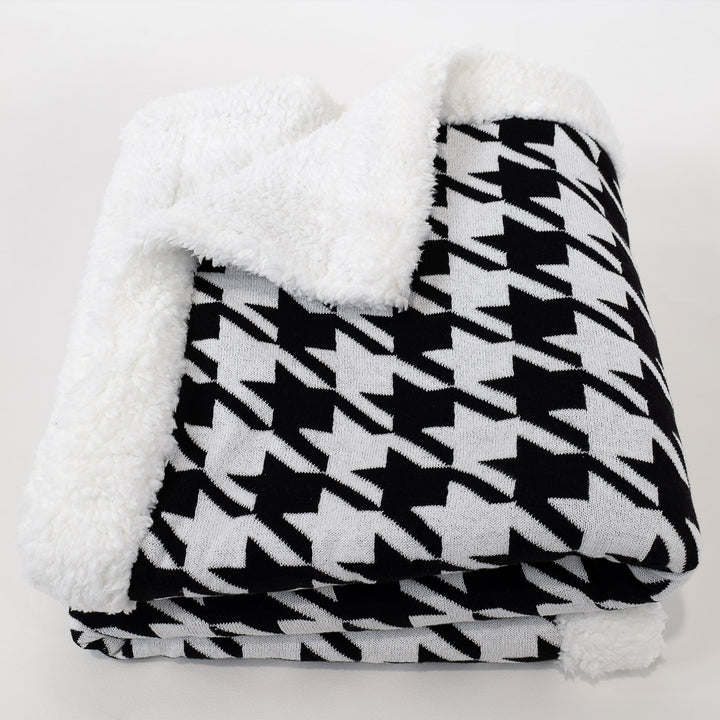 Throw / Blanket - Knitted Dogtooth Black 03