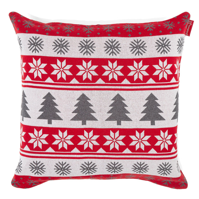 Extra Large Scatter Cushion Cover 70 x 70cm - Knitted Christmas Fairisle Red 01